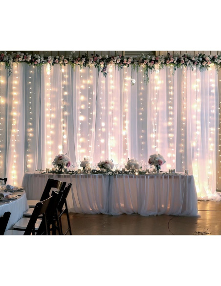 Cortinas de fondo de tul blanco Suppromo 6m x 2.4m con luces