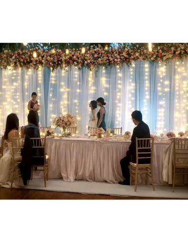 Cortinas de fondo de tul blanco Suppromo 6m x 2.4m con luces