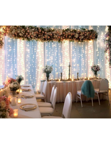 Cortinas de fondo de tul blanco Suppromo 6m x 2.4m con luces