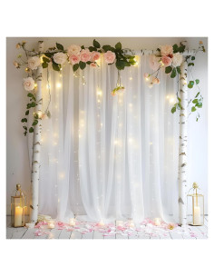 Cortina de Fondo Blanca Gallety 10x10ft con Luces LED