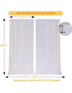 Cortina de Fondo Blanca Gallety 10x10ft con Luces LED 2