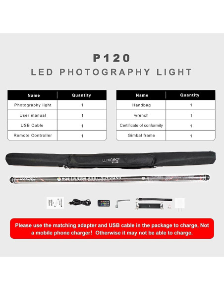 Luz de Fotografía LED RGB P120 Uyled 1350 Lúmenes 360