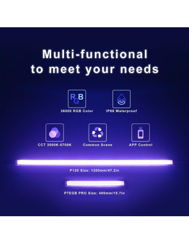 Luz de Fotografía LED RGB P120 Uyled 1350 Lúmenes 360