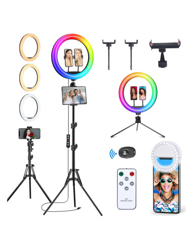 Anillo de Luz LED 33 cm Vlogging Vlogging RGB 50 Modos