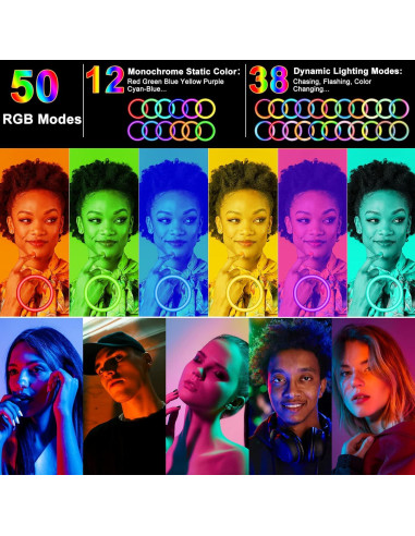 Anillo de Luz LED 33 cm Vlogging Vlogging RGB 50 Modos