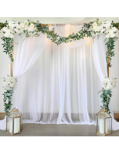 Cortina de fondo de tul blanca 3m x 3m para bodas y fiestas 2