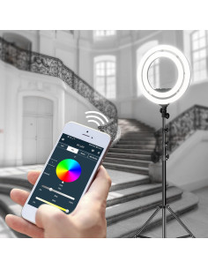 Anillo de Luz LED GVM 18" Regulable 3200K-5600K con Soporte 2