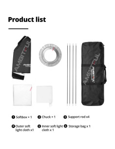 Softbox AMBITFUL 60x90cm con Wabengitter y Bolsa de Transporte 2
