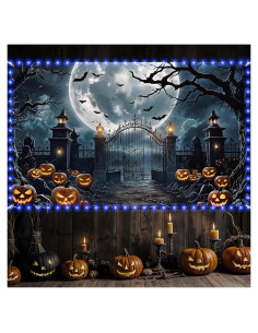 Banner Halloween LED Calabaza Espeluznante 180x110cm Innovoscape