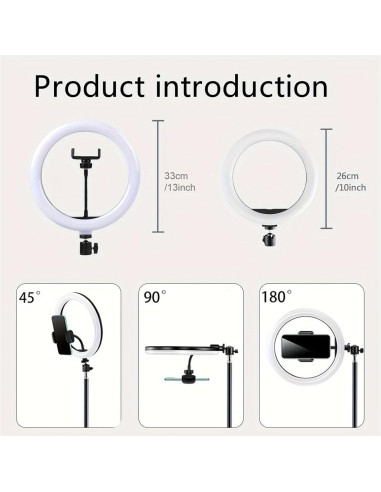 Anillo de Luz 33 cm RGB Negro con Trípode 183 cm y Control Remoto