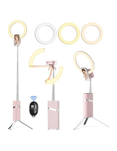 Anillo de Luz Selfie iyesku 25 cm con Trípode 193 cm Rosa