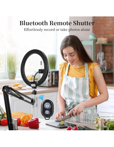 Anillo de Luz LED Regulable 10" con Soporte para Teléfono