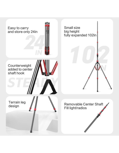 Trípode de Luz Ajustable Aluminio 222 cm con Bolsa - MT-02S