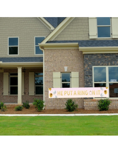 Banner de Boda Joyiou 3x0.5m He Put a Ring on It Decoración