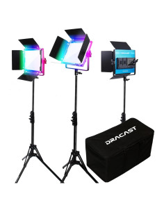 Kit de Iluminación LED RGB Dracast DRX3500RGBS - 3 Luces con Accesorios