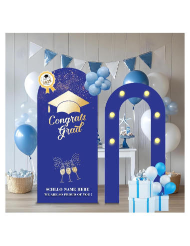Cubierta Soporte Fondo Arco Graduación 2025 Ruxion 1.88m Azul Dorado