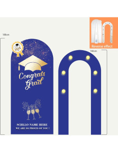 Cubierta Soporte Fondo Arco Graduación 2025 Ruxion 1.88m Azul Dorado 2