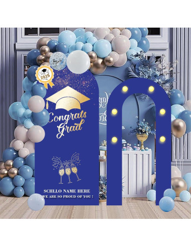 Cubierta Soporte Fondo Arco Graduación 2025 Ruxion 1.88m Azul Dorado