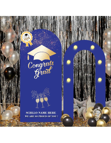 Cubierta Soporte Fondo Arco Graduación 2025 Ruxion 1.88m Azul Dorado