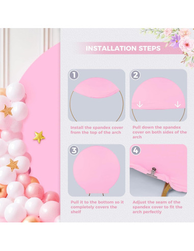 Cubierta de Fondo Redonda Babenest 2.0m Rosa Claro para Eventos