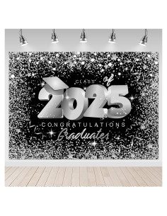 Fondo de Graduación Mocsicka 2.13x1.52m Negro y Plateado