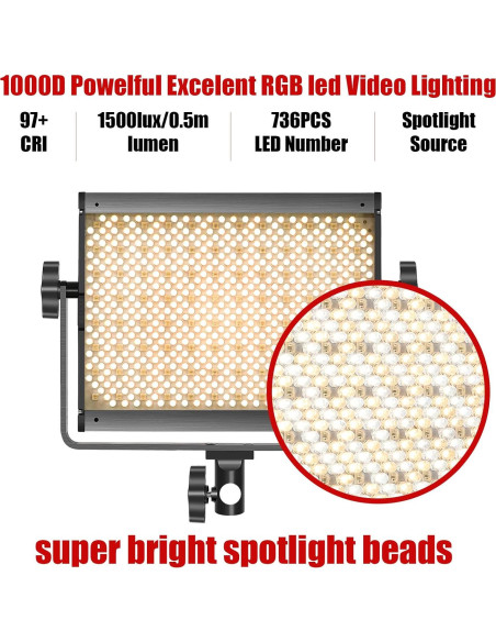 Luz de Video LED RGB GVM 800D con Control APP 40W