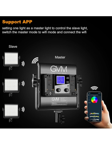 Luz de Video LED RGB GVM 800D con Control APP 40W