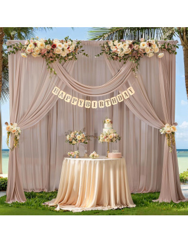 Cortinas de fondo taupe Wish Care 1.52m x 3.05m, chiffon