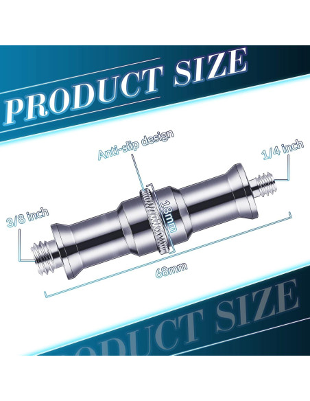 8 Adaptadores de Tornillo Macho 1/4 a 3/8 Zhengmy Aluminio