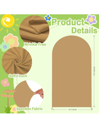 Cubierta de Arco de Boda Khaki 4x7.2m Doble Cara Spandex