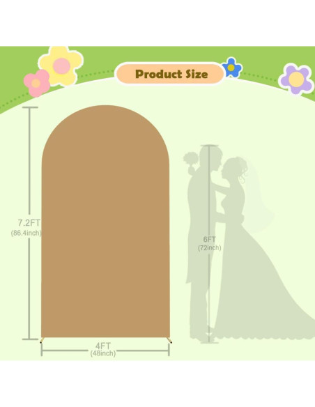 Cubierta de Arco de Boda Khaki 4x7.2m Doble Cara Spandex