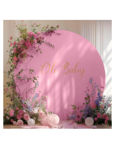 Cubierta de Fondo Redonda Rosa Gallety 2.18 m con Letrero Oh Baby