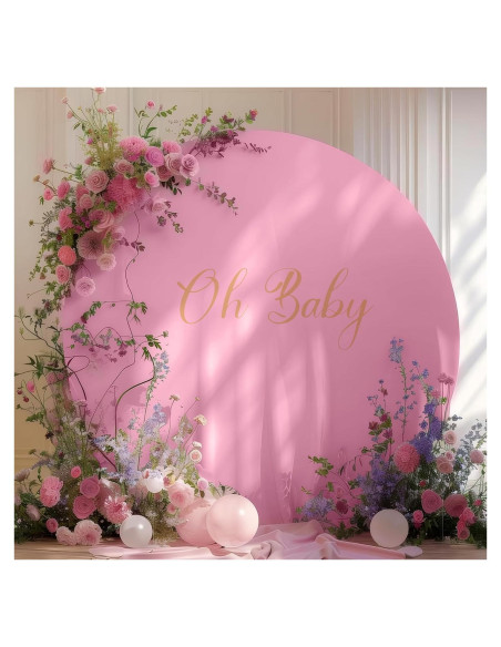 Cubierta de Fondo Redonda Rosa Gallety 2.18 m con Letrero Oh Baby