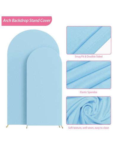 Cubierta de Arco de Boda Putros Spandex 2.2m x 1.2m y 1.8m x 0.8m Azul Polvoriento