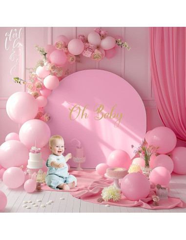 Cubierta de Fondo Redonda Rosa Gallety 2.18 m con Letrero Oh Baby