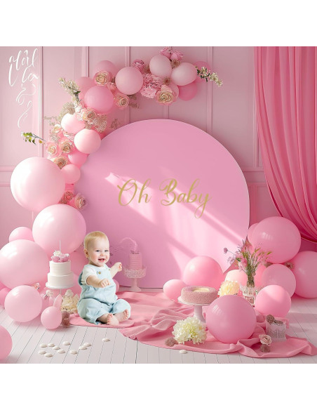 Cubierta de Fondo Redonda Rosa Gallety 2.18 m con Letrero Oh Baby