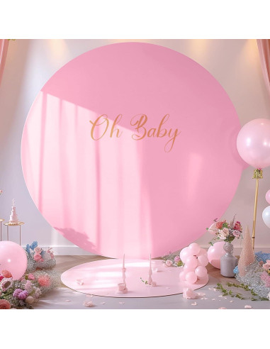 Cubierta de Fondo Redonda Rosa Gallety 2.18 m con Letrero Oh Baby