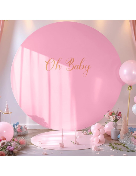 Cubierta de Fondo Redonda Rosa Gallety 2.18 m con Letrero Oh Baby