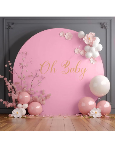Cubierta de Fondo Redonda Rosa Gallety 2.18 m con Letrero Oh Baby