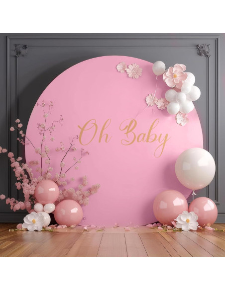 Cubierta de Fondo Redonda Rosa Gallety 2.18 m con Letrero Oh Baby