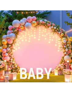 Cubierta de fondo redonda rosa 2.2 m con luces LED para eventos 2