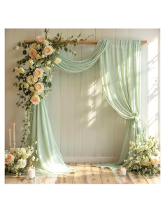 Tela de Drapería Verde Salvia 1 Panel 5.49m Chiffon Partisky