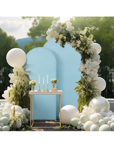 Cubierta de fondo de arco azul claro 2.01m SINSSOWL para bodas