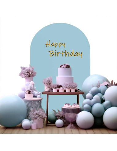 Cubierta de fondo de arco azul claro 2.01m SINSSOWL para bodas