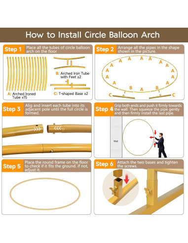 Arco de Globos Dorado 2.2m JEBUTU Soporte Metal para Eventos