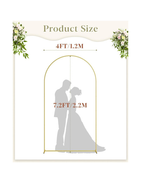Arco de Boda Aienvey Dorado 2.18M Soporte Metal Decorativo