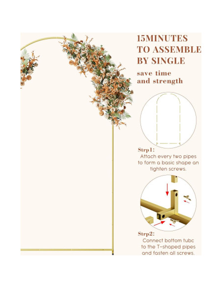 Arco de Boda Aienvey Dorado 2.18M Soporte Metal Decorativo