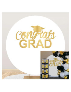 Fondo Redondo 2m Laeacco Dorado y Blanco para Fotografía