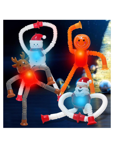 Tuberías Pop LED de Navidad AGRASIV 4 Pcs Juguetes Antiestrés