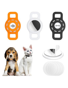 Soporte para Collar de Gato AirTag Fretime - Silicona Negro/Naranja/Blanco